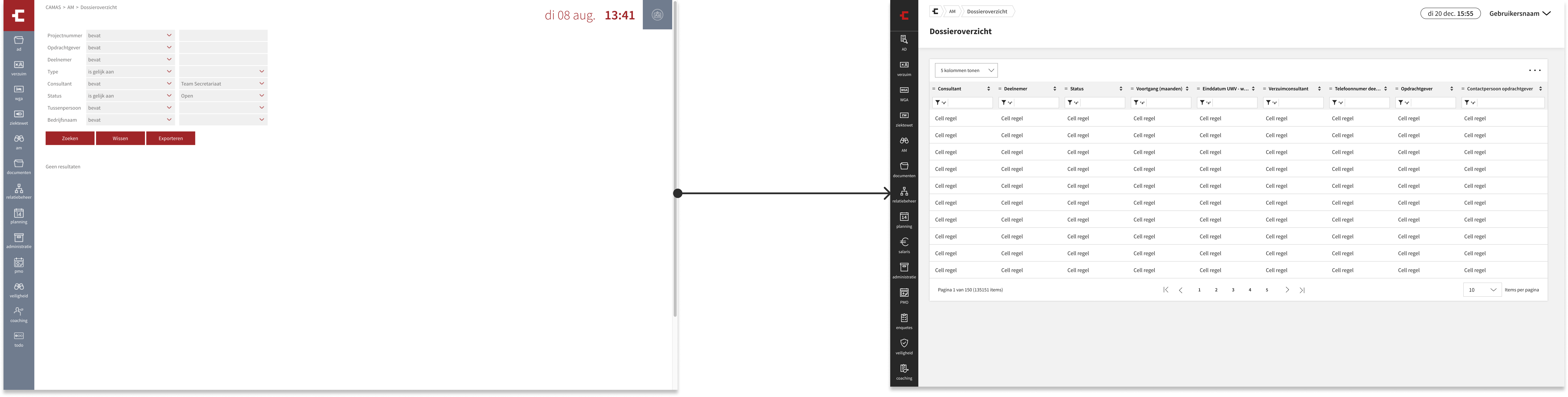 Illustration showing the File Overview screen in version 1 followed by version 2 with the updated UI.