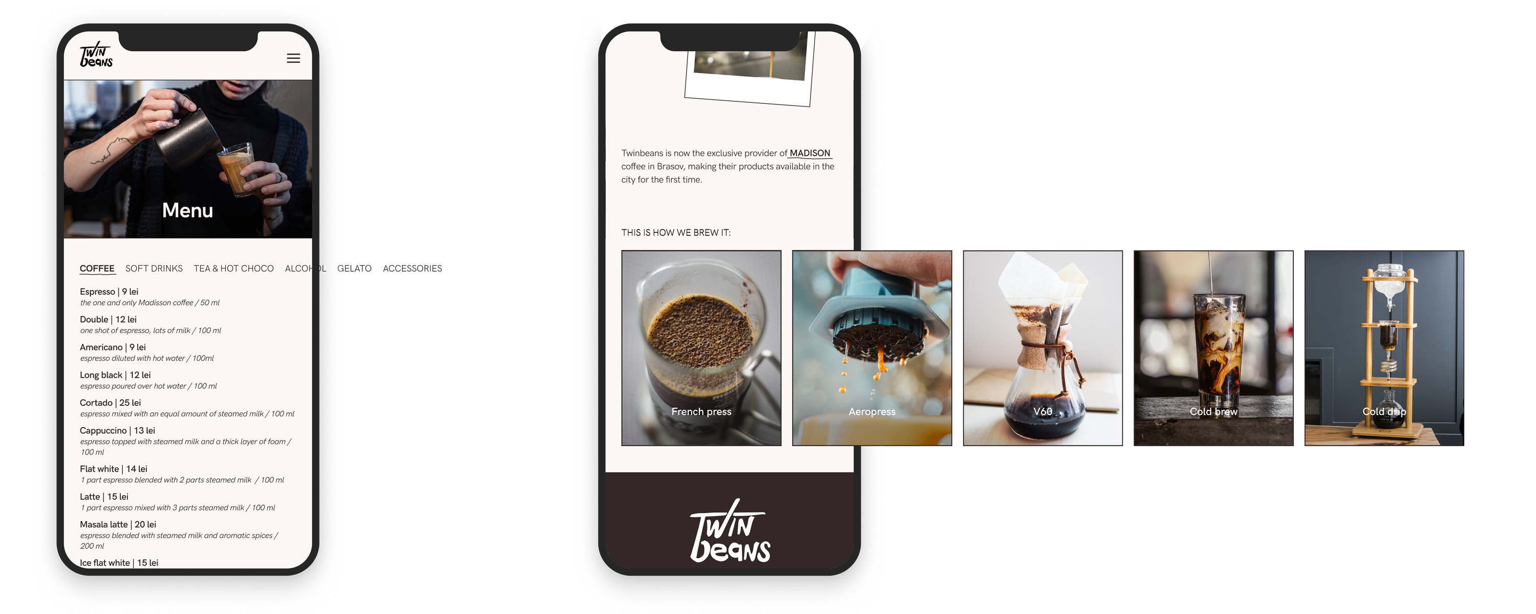 Illustration depicting two scenarios where horizontal scrolling is utilized on the mobile version of the website.