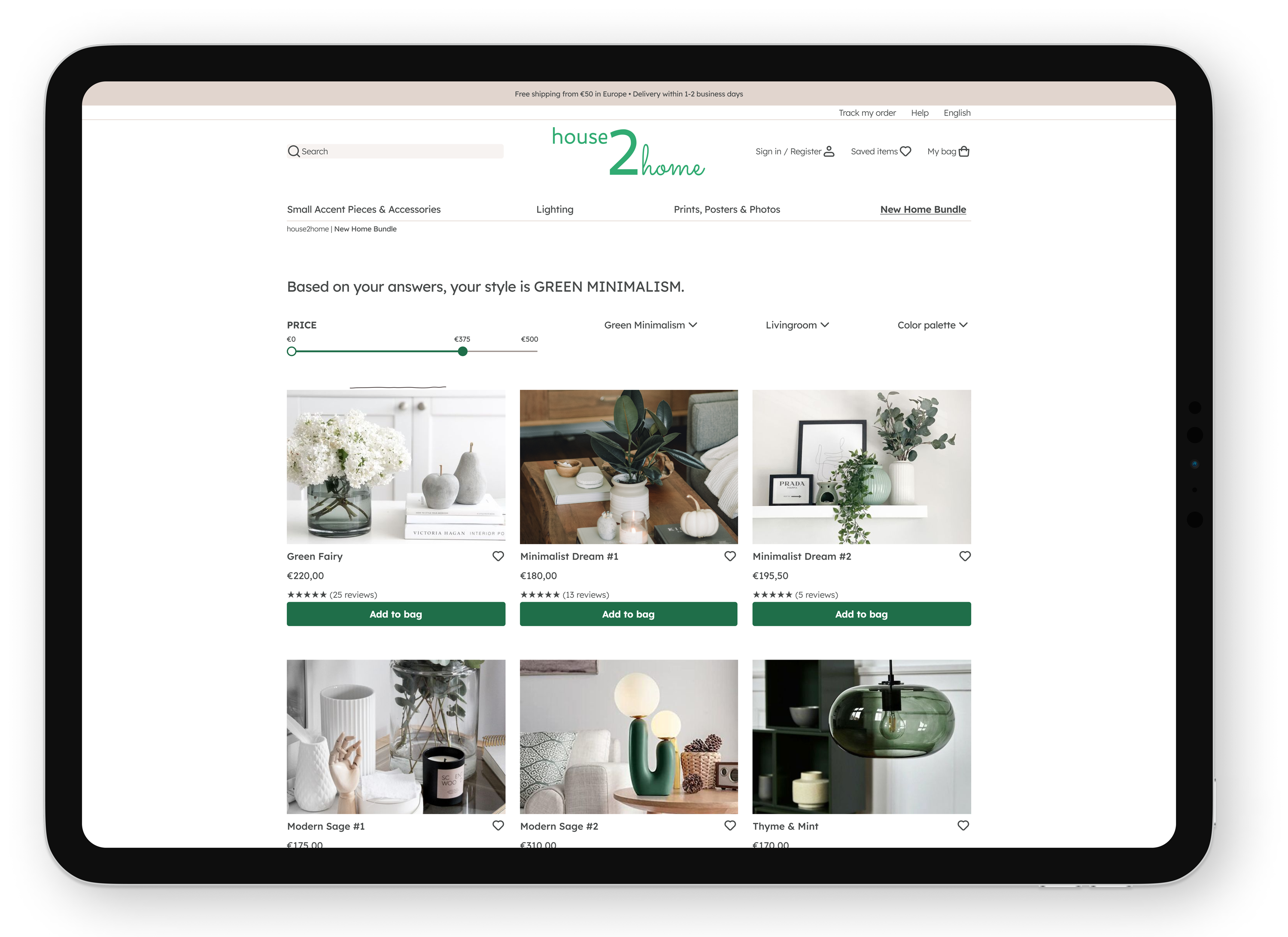 Mock-up of a website page.