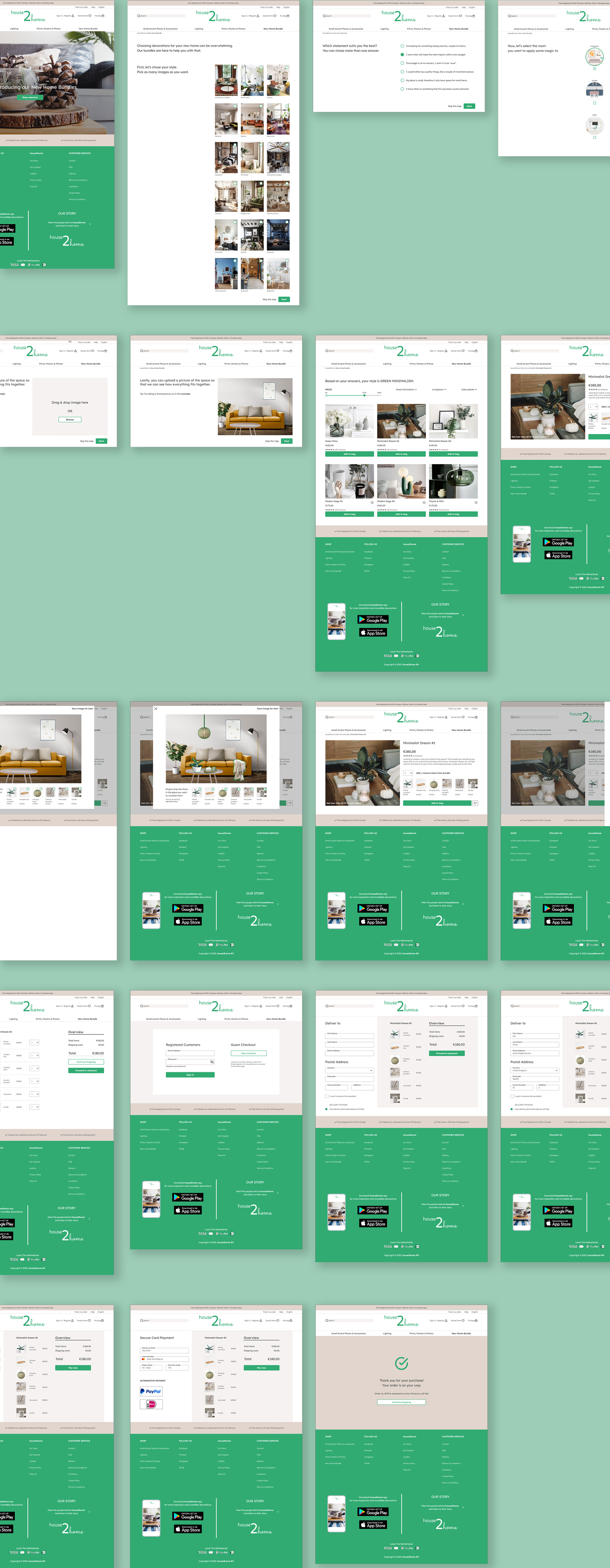 Collage showcasing all screens that make up the chosen user flow for this project.
